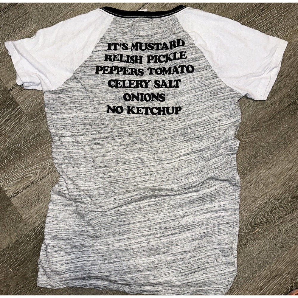 Victorias Secret Pink Large Chicago hot dog t-shirt Sequins Black & white.